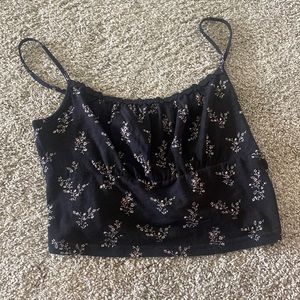 floral black tank top